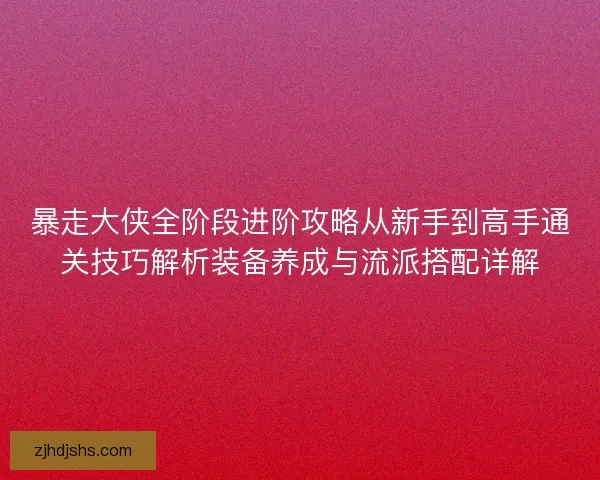 暴走大侠全阶段进阶攻略从新手到高手通关技巧解析装备养成与流派搭配详解 暴走大侠全阶段进阶攻略从新手到高手通关技巧解析装备养成与流派搭配详解